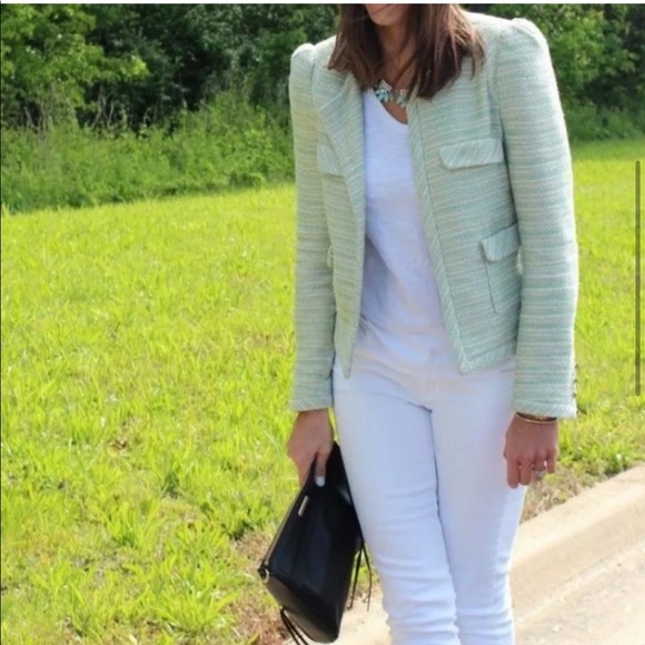 New Zara Fantasy Studded coco mint green jacket blazer spring - Picture 3 of 13